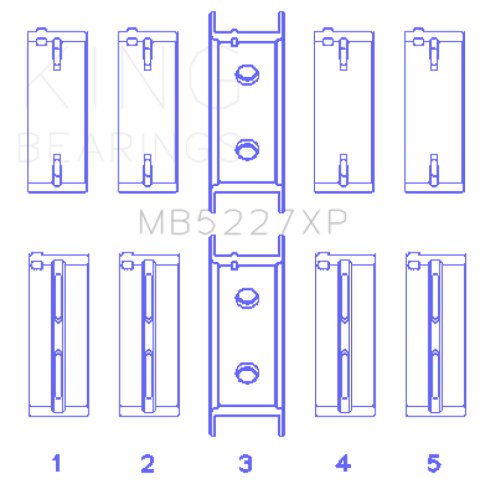 King Engine Bearings Mitsubishi 4G63/4G64 6 Bolt 1st Gen DSM Performance Main Bearing Set - Size STD