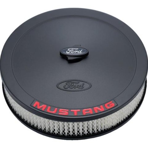 Ford Racing Air Cleaner Kit - Black Crinkle Finish w/ Red Mustang Emblem