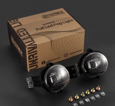 AlphaRex 02-08 Dodge Ram 1500/03-09 Ram 2500/3500 DoubleTap Dual Color LED Proj Fog Lights - Wt/Ambr