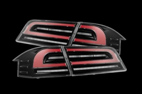 AlphaRex 12-21 Tesla Model S LUXX-Series LED Tail Lights - Black/Red (US Models Only)