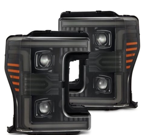 AlphaRex 17-19 Ford F-250/350/450/550 Super Duty LUXX-Series LED Proj Headlights Alpha-Blk SS/SBDRL