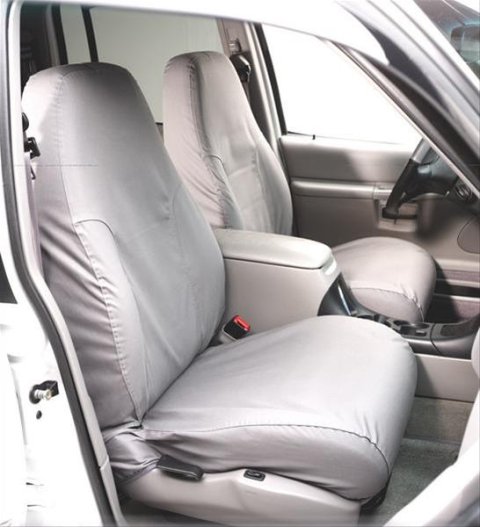 Covercraft 07-12 GMC Sierra Polycotton SeatSaver Custom Front Row Seat Covers - Charcoal