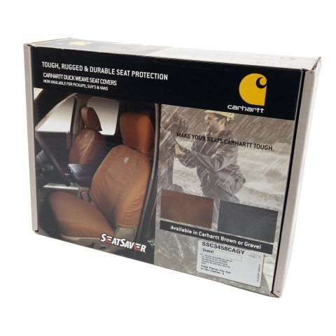 Covercraft 17-19 Chevrolet Silverado Carhartt SeatSaver Custom Front Row Seat Covers - Gravel