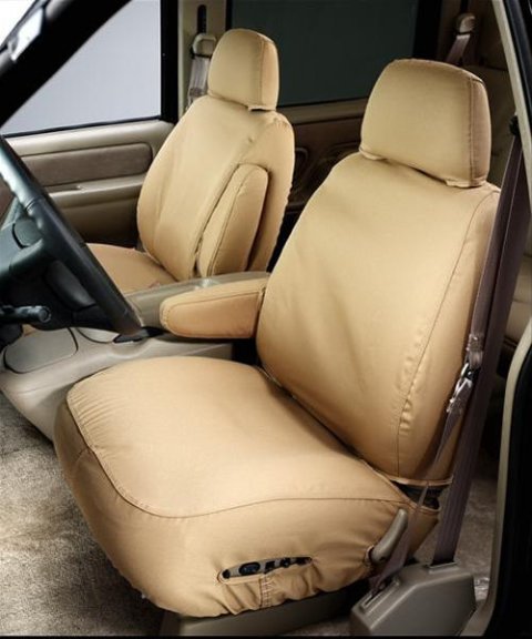 Covercraft 07-12 GMC Sierra Polycotton SeatSaver Custom Front Row Seat Covers - Tan