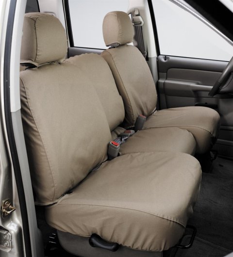 Covercraft 16-24 Nissan Titan Polycotton SeatSaver Custom Front Row Seat Covers - Taupe