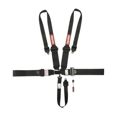 RaceQuip L & L 5pt Ratchet HNR Harness Black