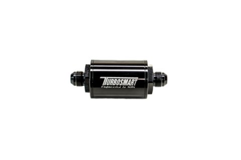 Turbosmart FPR Billet Inline Fuel Filter 1.75in OD 3.825in Length AN-10 Male Inlet - Black