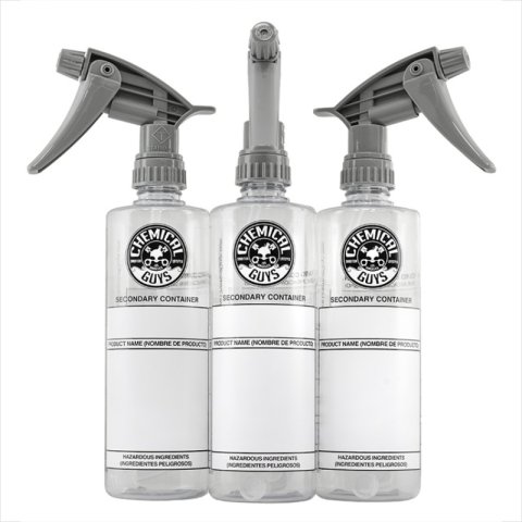 Chemical Guys Secondary Container Dilution Bottle With Heavy Duty Sprayer - 16oz (3 Pack)