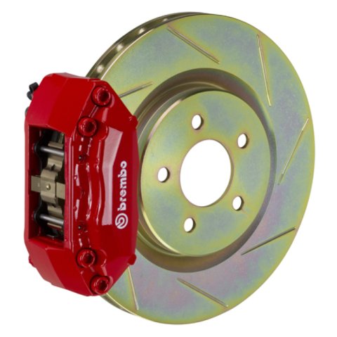 Brembo 05-10 Jetta (Mk5) Fr GT BBK 4Pis Cast 2pc 330x28 1pc Rotor Slotted Type1-Red