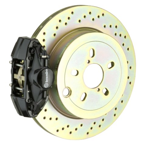 Brembo 08-14 WRX/10-14 Legacy 2.5i Rear GT BBK 2 Piston Cast 2pc 316 x20 1pc Rotor Drilled-Black
