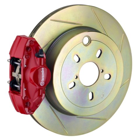 Brembo 02-07 Impreza/WRX Rear GT BBK 2 Piston Cast 2pc 316 x20 1pc Rotor Slotted Type1-Red