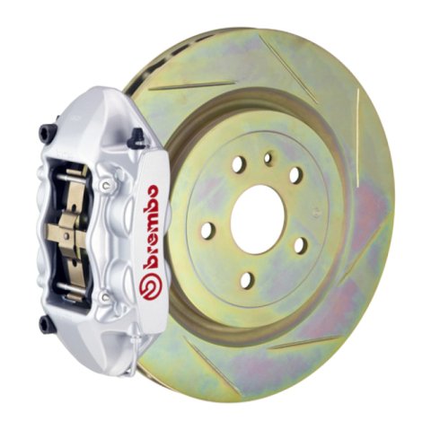 Brembo 10-15 Camaro V6 Rear GT BBK 4 Piston Cast 365x28 1pc Rotor Slotted Type-1-Silver