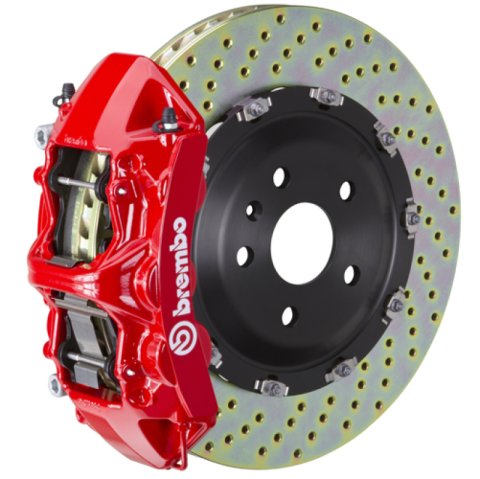 Brembo 15-18 M3 Excl CC Brake Front GT BBK 6 Piston Cast 365x34 2pc Rotor Drilled-Red