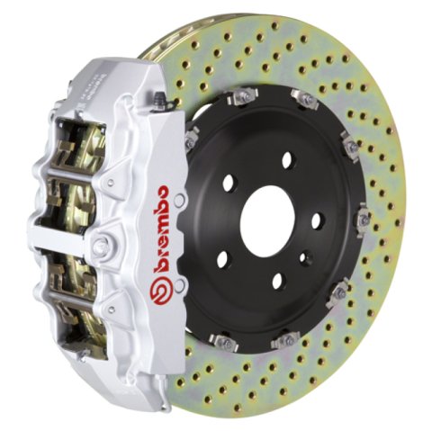 Brembo 96-05 550/575 (Excl. GTC) Front GT BBK 6 Piston Cast 380x34 2pc Rotor Drilled-Silver