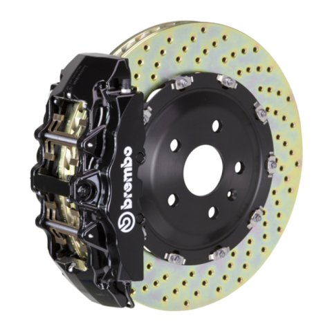 Brembo 08-14 Challenger SRT-8 Fr GT BBK 8Pis Cast 380x34 2pc Rotor Drilled-Black