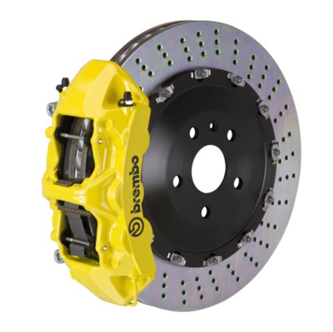 Brembo 04-10 5-Series (Excl. xDrive/M5) Front GT BBK 6 Piston Cast 405x34 2pc Rotor Drilled- Yellow