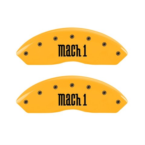 MGP 4 Caliper Covers Engraved Front & Rear Mach 1 Yellow Finish Black Char 2004 Ford Mustang