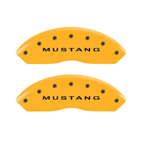 MGP 4 Caliper Covers Engraved Front Mustang Rear S197/GT Yellow Finish Black Char 2003 Ford Mustang