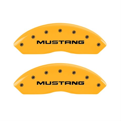 MGP 4 Caliper Covers Engraved Front Mustang Rear Pony Yellow Finish Black Char 2004 Ford Mustang