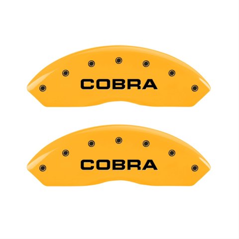 MGP 4 Caliper Covers Engraved Front Cobra Rear Snake Yellow Finish Black Char 2008 Ford Mustang