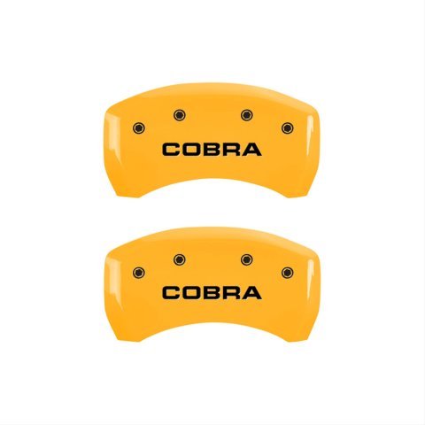 MGP 4 Caliper Covers Engraved Front & Rear Cobra Yellow Finish Black Char 2006 Ford Mustang