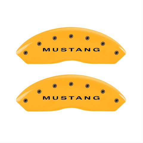 MGP 4 Caliper Covers Engraved Front Mustang Rear Bar & Pony Yellow Finish Blk Char 2006 Ford Mustang