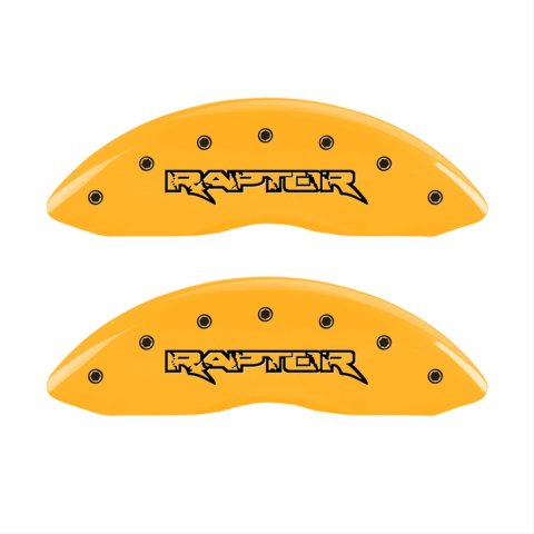 MGP 4 Caliper Covers Engraved Front & Rear Raptor Yellow Finish Black Char 2011 Ford F-150