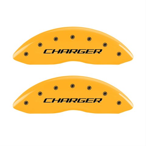 MGP 4 Caliper Covers Engraved Front Charger Rear RT Yellow Finish Black Char 2006 Dodge Charger