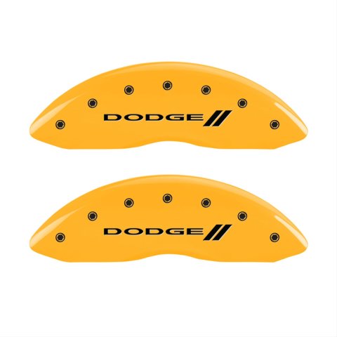 MGP 4 Caliper Covers Engraved F & R w/ Stripes/Dodge Yellow Finish Black Char 2006 Dodge Charger