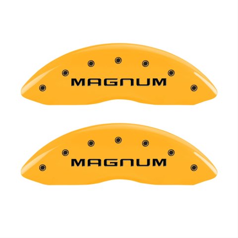 MGP 4 Caliper Covers Engraved Front & Rear Magnum Yellow Finish Black Char 2006 Dodge Charger