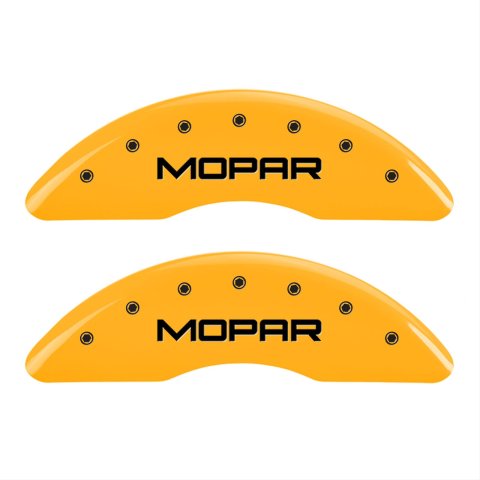 MGP 4 Caliper Covers Engraved Front & Rear Mopar Yellow Finish Black Char 2010 Dodge Ram 2500