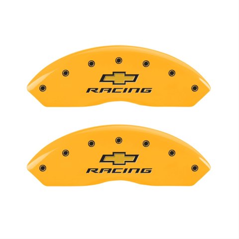 MGP 4 Caliper Covers Engraved F & R Chevy Racing Yellow Finish Black Char 1988 Chevrolet Corvette