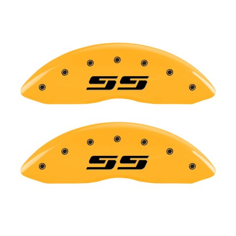 MGP 4 Caliper Covers Engraved F & R Silverado SS Yellow Finish Black Char 2002 Chevy Silverado 1500