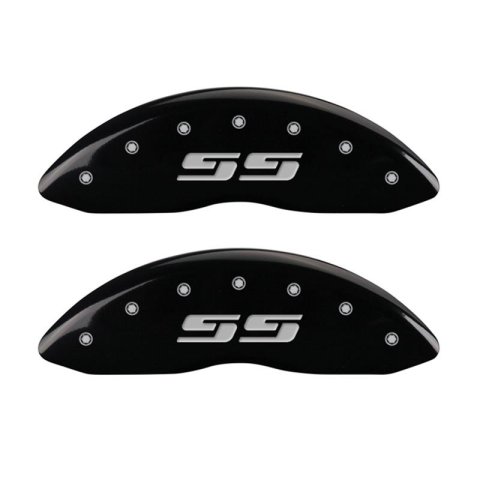 MGP 2 Caliper Covers Eng Front Silverado SS Black Finish Sil Char 2008 Chevy Silverado 1500