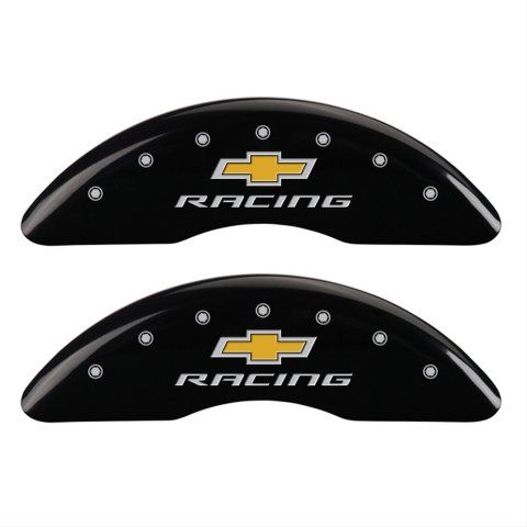 MGP 4 Caliper Covers Engraved F & R Chevy Racing Black Finish Silver Char 2019 Chevrolet Camaro