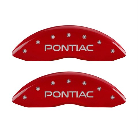 MGP 4 Caliper Covers Engraved Front Pontiac Rear Arrow Red Finish Silver Char 2006 Pontiac GTO