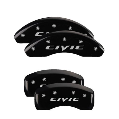 MGP 4 Caliper Covers Engraved Front & Rear MGP Yellow Finish Black Char 2017 Honda Civic