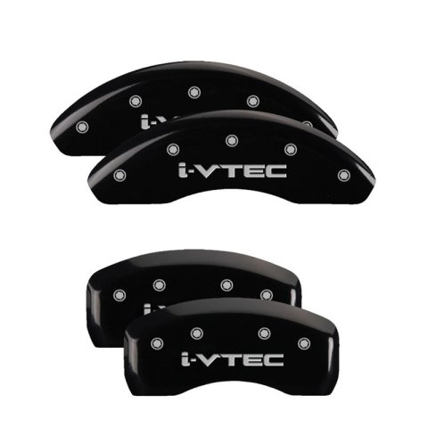 MGP 4 Caliper Covers Engraved Front & Rear I-Vtec Black Finish Silver Char 2010 Honda Civic