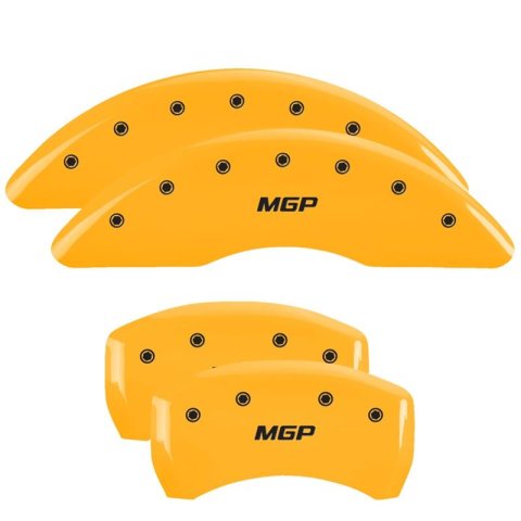 MGP 4 Caliper Covers Engraved Front & Rear MGP Yellow Finish Black Char 2015 Mercedes-Benz SL550