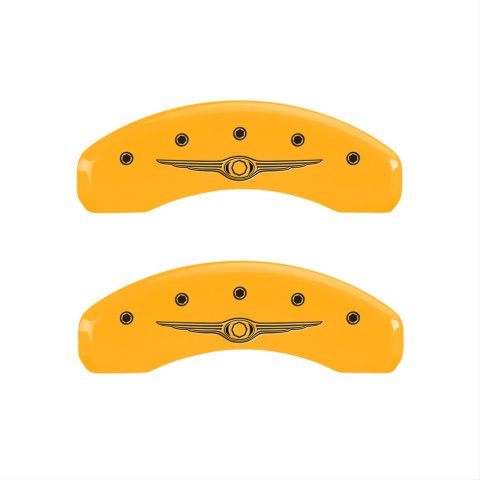 MGP 4 Caliper Covers Engraved F & R Chrysler Wing Yellow Finish Black Char 2009 Chrysler Aspen