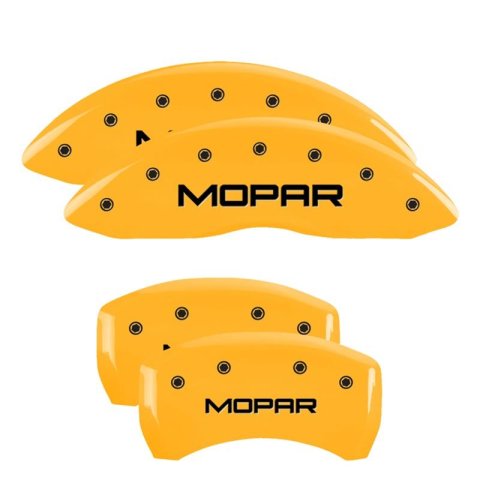 MGP 4 Caliper Covers Engraved Front & Rear Mopar Yellow Finish Black Char 2017 Chrysler Pacifica