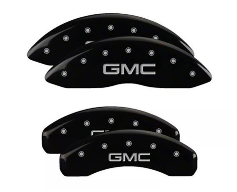 MGP 4 Caliper Covers Engraved Front & Rear GMC Black Finish Silver Char 2019 GMC Sierra 1500