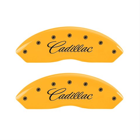 MGP 4 Caliper Covers Engraved Front Cadillac Rear SRX Yellow Finish Black Char 2006 Cadillac SRX