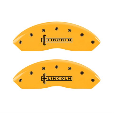 MGP 4 Caliper Covers Engraved Front Lincoln Rear Star Logo Yellow Finish Black Char 2005 Lincoln LS