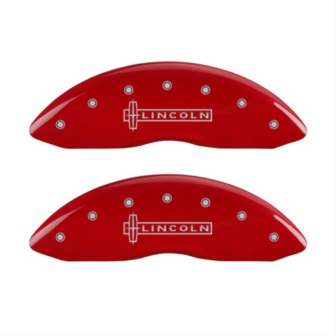 MGP 4 Caliper Covers Engraved Front Lincoln Rear Star Logo Red Finish Silver Char 2019 Lincoln MKZ