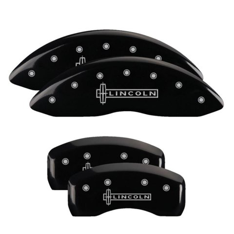 MGP 4 Caliper Covers Engraved Front & Rear Lincoln Black Finish Silver Char 2018 Lincoln Continental