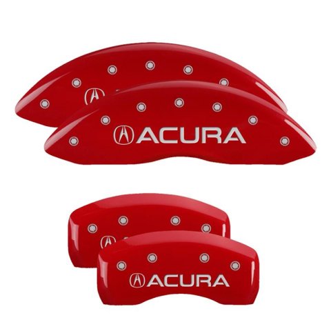 MGP 4 Caliper Covers Engraved Front & Rear Acura Red Finish Silver Char 2017 Acura ILX