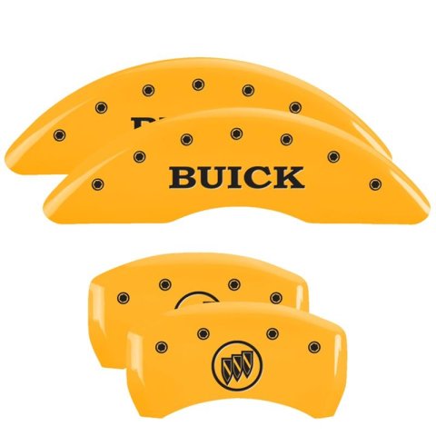 MGP 4 Caliper Covers Engraved Front Buick Rear Yellow Finish Black Char 2018 Buick Enclave