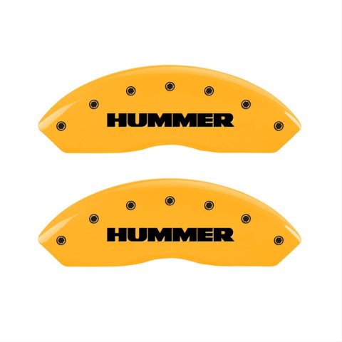 MGP 4 Caliper Covers Engraved Front & Rear Hummer Yellow Finish Black Char 2010 Hummer H3T