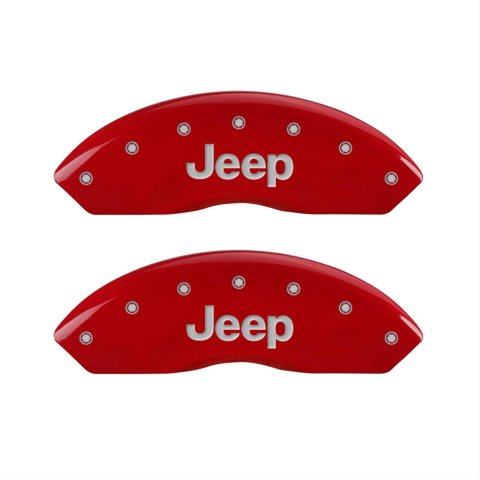 MGP Front set 2 Caliper Covers Engraved Front JEEP Red finish silver ch